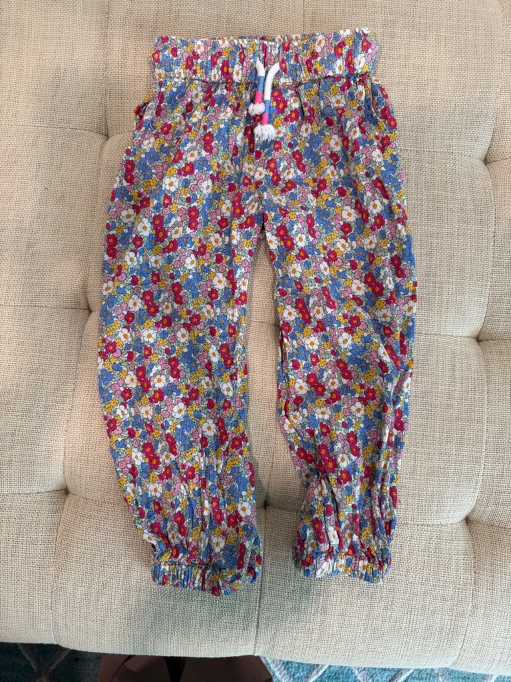 Mini Boden Floral Elastic Waist Jogger Pants